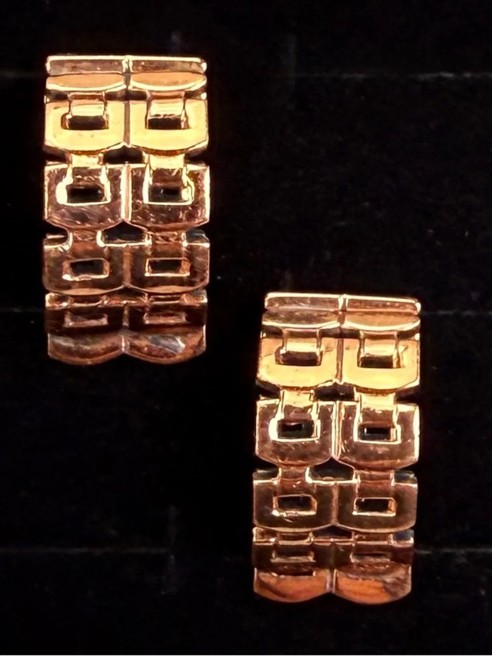 Vintage Renoir Copper Geometric MCM Clip On Earrings Mid Century - Picture 8 of 9